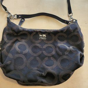COACH Brown Sateen Signature Jaquard Hobo Bag Hailey